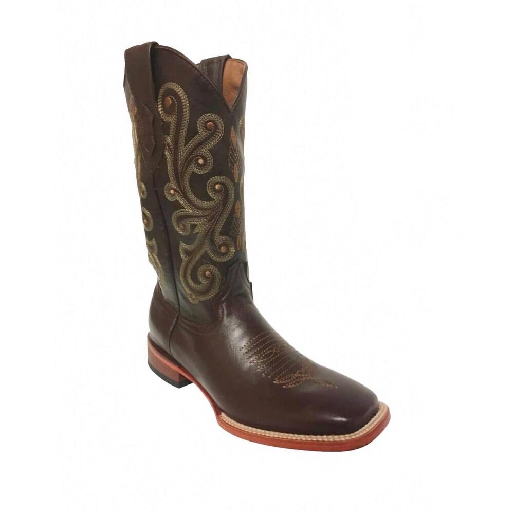 NEW FERRINI men's square toe boot in brown
